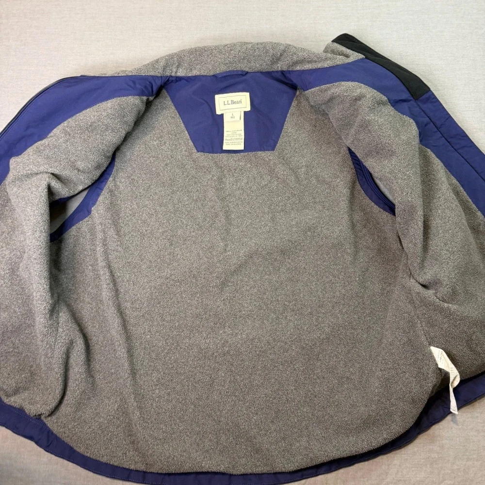 L.L. Bean Full Zip Fleece‎ Lined Vest Womens Large Blue Excellent 228950